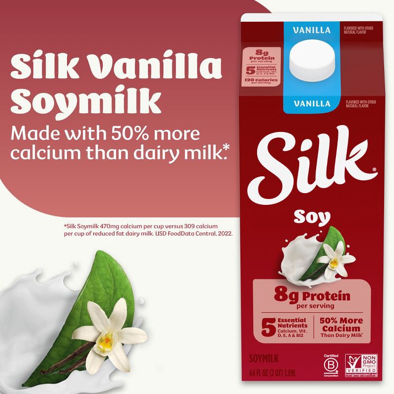 slide 3 of 12, Silk Vanilla Soy Milk - 0.5gal, 1/2 gal