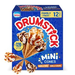 Nestle Vanilla with Caramel & Fudge Frozen Sauce Drumstick Lil'Drums - 12ct