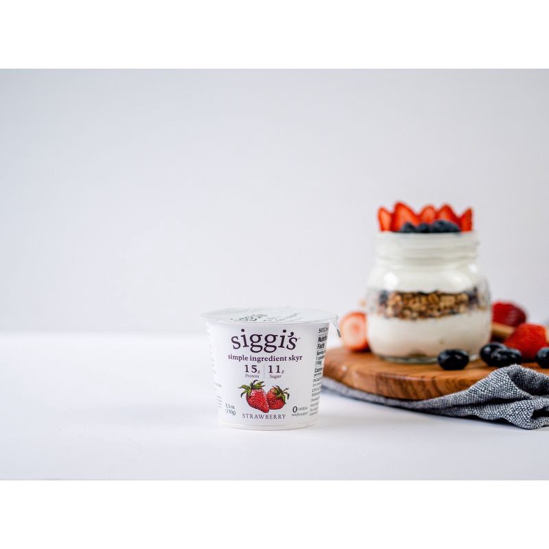 slide 3 of 6, Siggi's Nonfat Strawberry Icelandic-Style Skyr Yogurt - 5.3oz, 5.3 oz