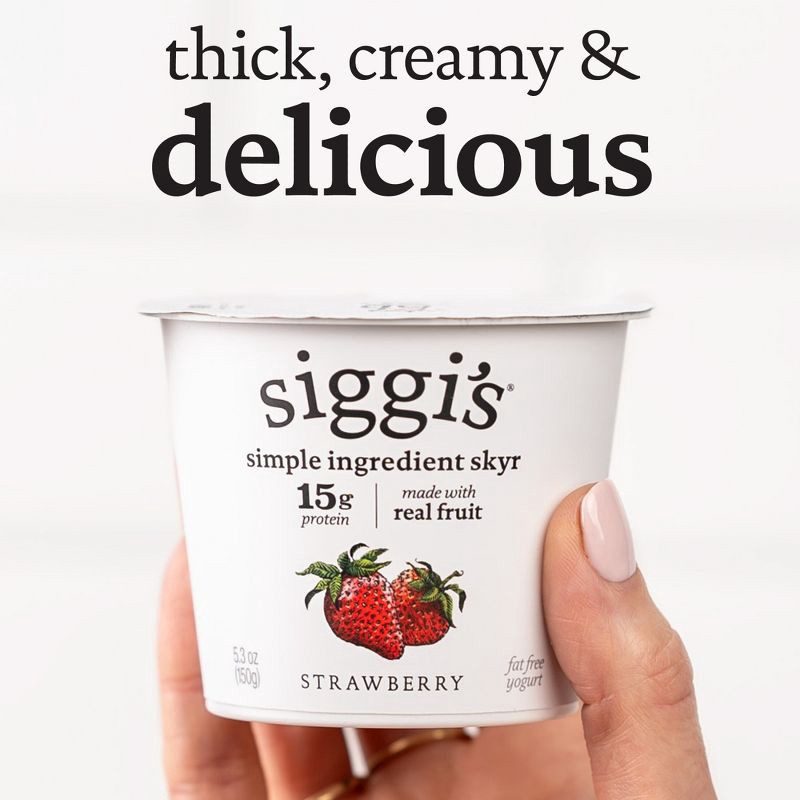 slide 5 of 11, Siggi's Nonfat Strawberry Icelandic-Style Skyr Yogurt - 15g Protein 5.3oz, 15 gram, 5.3 oz