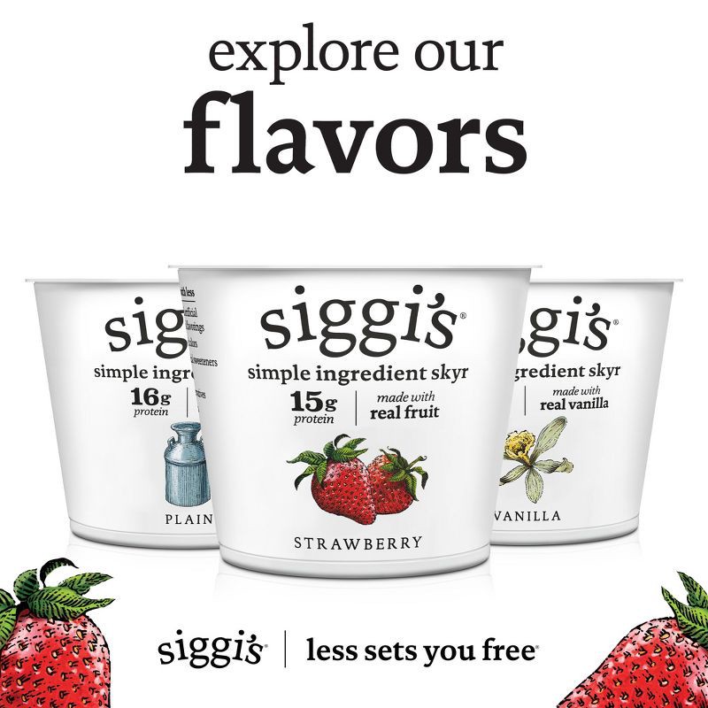 slide 8 of 11, Siggi's Nonfat Strawberry Icelandic-Style Skyr Yogurt - 15g Protein 5.3oz, 15 gram, 5.3 oz