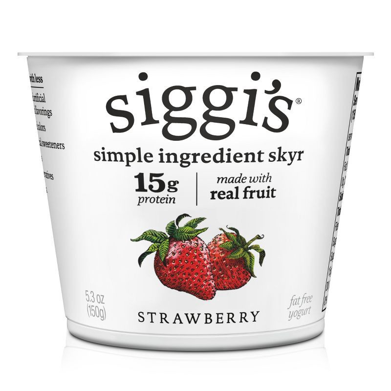 slide 9 of 11, Siggi's Nonfat Strawberry Icelandic-Style Skyr Yogurt - 15g Protein 5.3oz, 15 gram, 5.3 oz