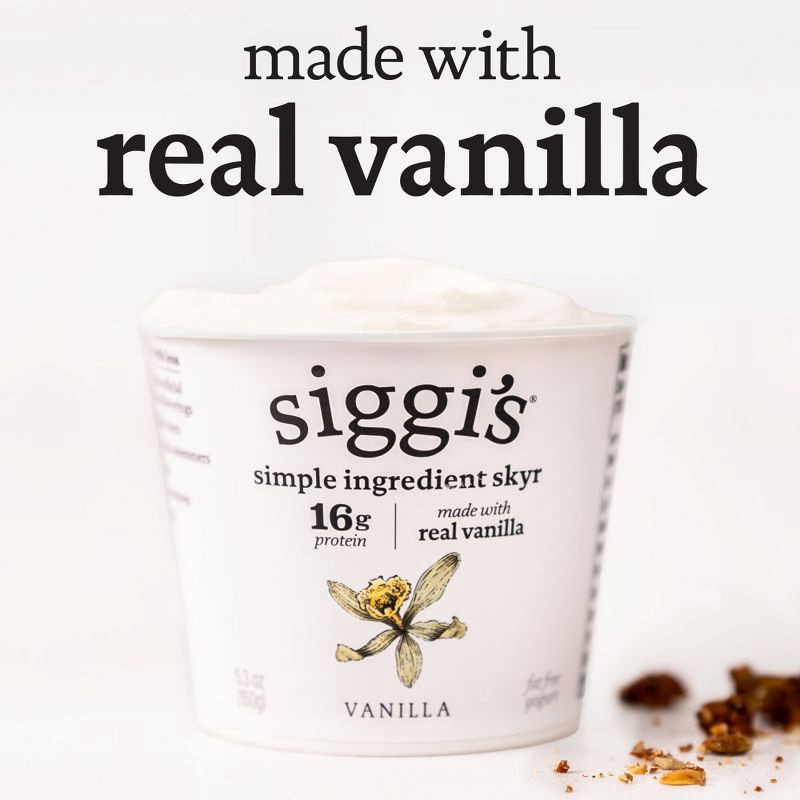 slide 3 of 11, Siggi's Nonfat Vanilla Icelandic-Style Skyr Yogurt - 16g Protein 5.3oz, 16 gram, 5.3 oz