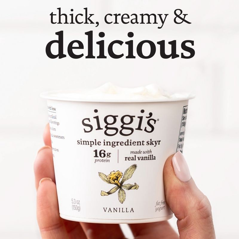 slide 5 of 11, Siggi's Nonfat Vanilla Icelandic-Style Skyr Yogurt - 16g Protein 5.3oz, 16 gram, 5.3 oz