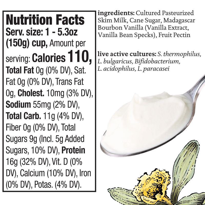 slide 7 of 11, Siggi's Nonfat Vanilla Icelandic-Style Skyr Yogurt - 16g Protein 5.3oz, 16 gram, 5.3 oz