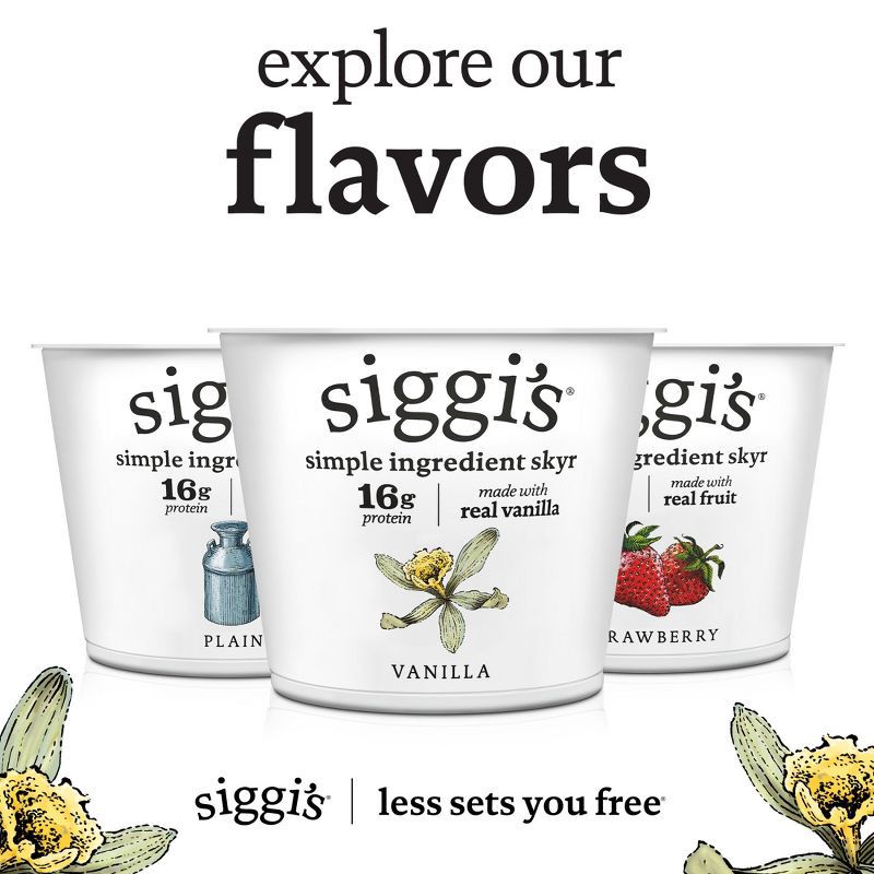 slide 8 of 11, Siggi's Nonfat Vanilla Icelandic-Style Skyr Yogurt - 16g Protein 5.3oz, 16 gram, 5.3 oz