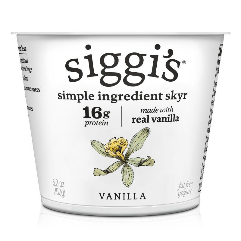 slide 10 of 11, Siggi's Nonfat Vanilla Icelandic-Style Skyr Yogurt - 16g Protein 5.3oz, 16 gram, 5.3 oz