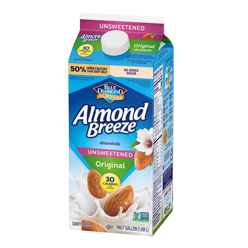 slide 5 of 5, Almond Breeze Unsweetened Original Almond Milk - 0.5gal, 1/2 gal