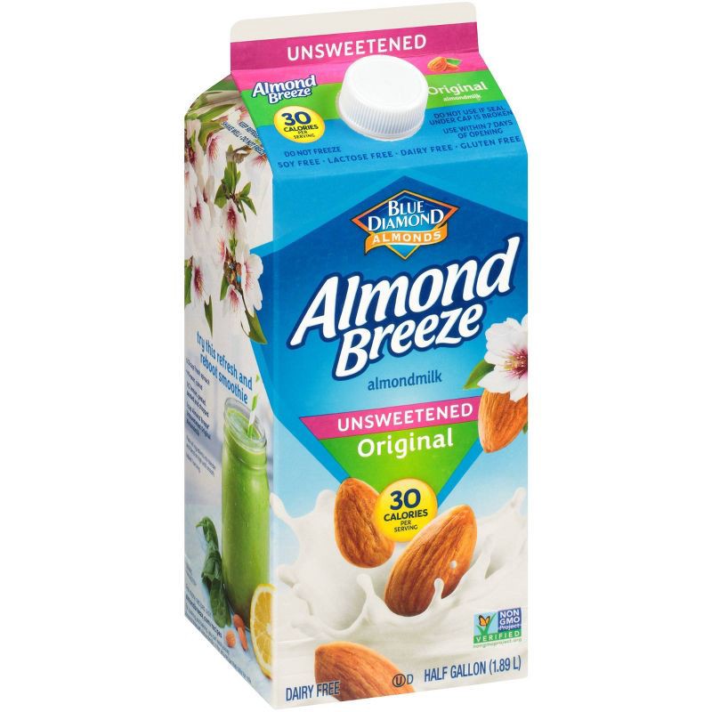 slide 5 of 7, Almond Breeze Unsweetened Original Almond Milk - 0.5gal, 1/2 gal