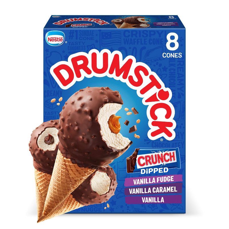 slide 1 of 13, Nestle Drumstick Crunch Dipped Ice Cream Cone - 8ct, 8 ct