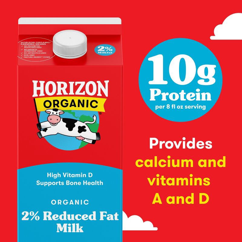 slide 7 of 10, Horizon Organic 2% Reduced Fat High Vitamin D Milk - 0.5gal, 1/2 gal
