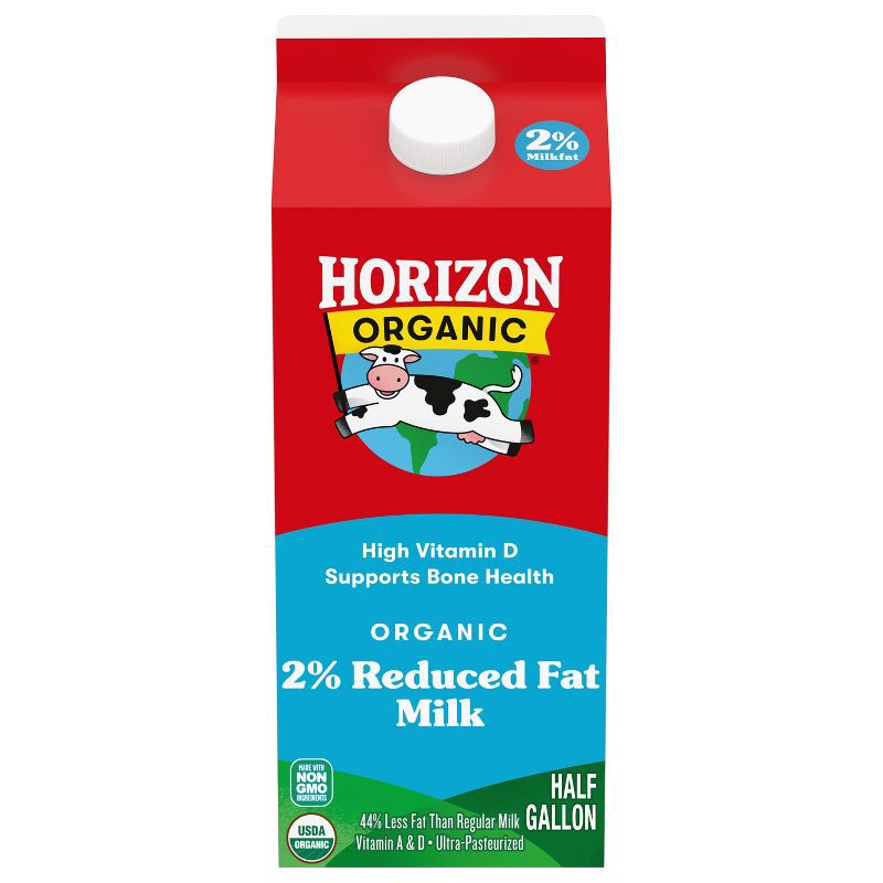 slide 1 of 10, Horizon Organic 2% Reduced Fat High Vitamin D Milk - 0.5gal, 1/2 gal