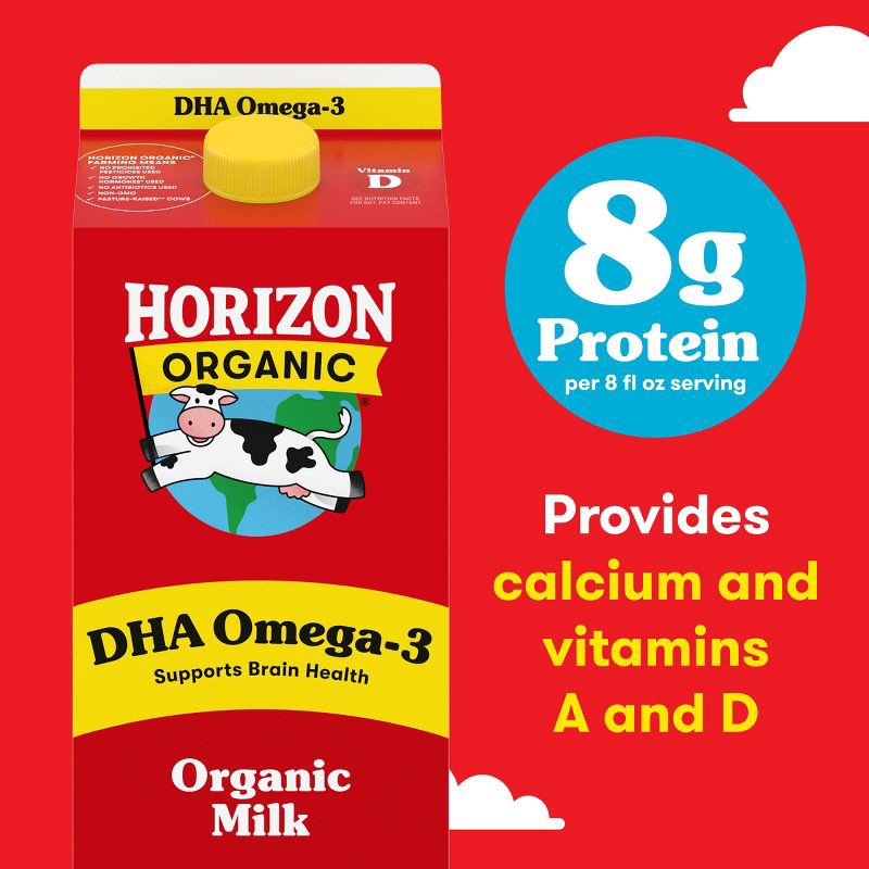 slide 7 of 10, Horizon Organic DHA Omega-3 Milk - 0.5gal, 1/2 gal