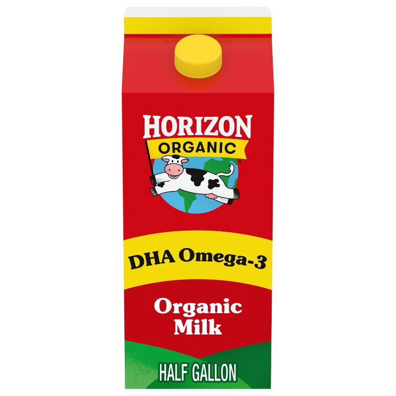 slide 1 of 7, Horizon Organic Whole DHA Omega-3 Milk - 0.5gal, 1/2 gal