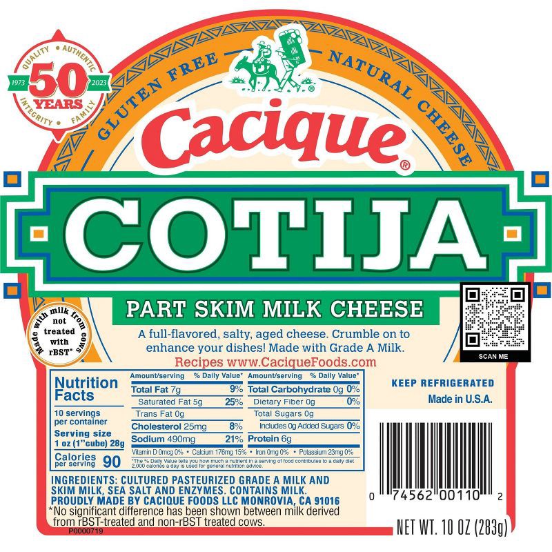 slide 1 of 4, Cacique Cotija Part Skim Milk Cheese - 10oz, 10 oz