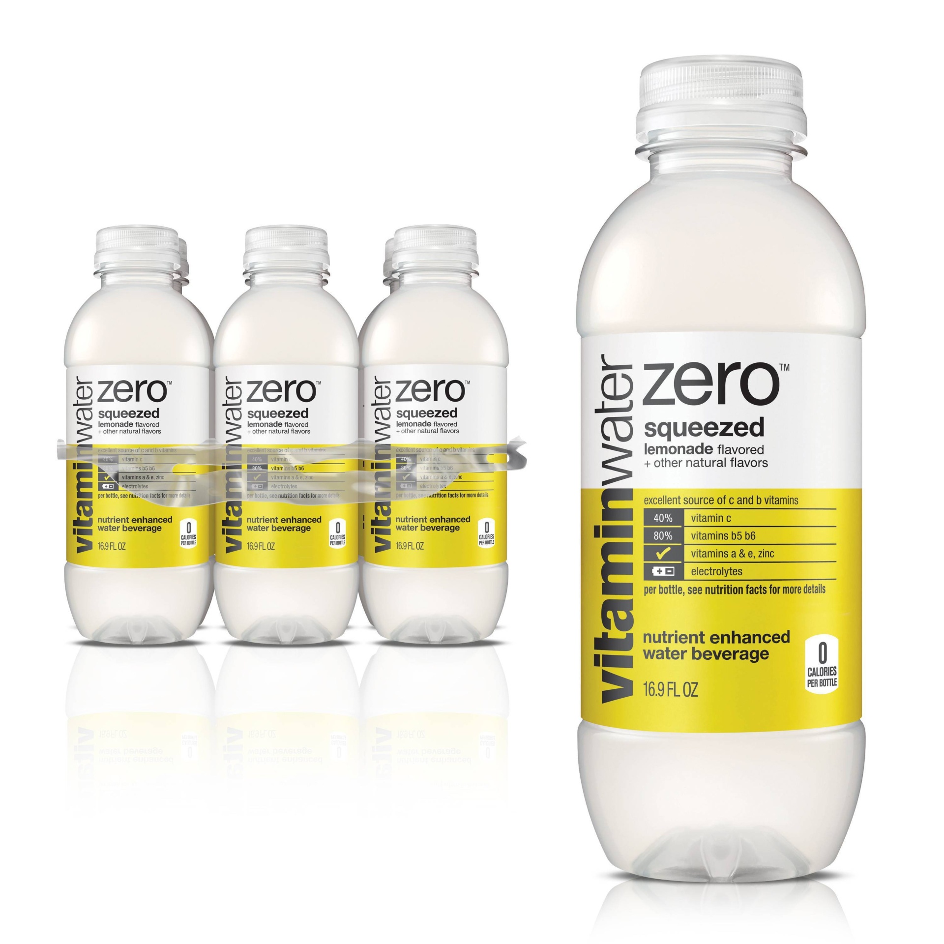 slide 1 of 4, Vitamin Water vitaminwater zero squeezed lemonade, 6 ct; 16.9 fl oz