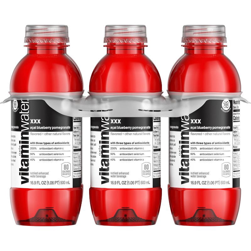 slide 4 of 9, Vitamin Water vitaminwater xxx açai- blueberry-pomegranate - 6pk/16.9 fl oz Bottles, 6 ct; 16.9 fl oz