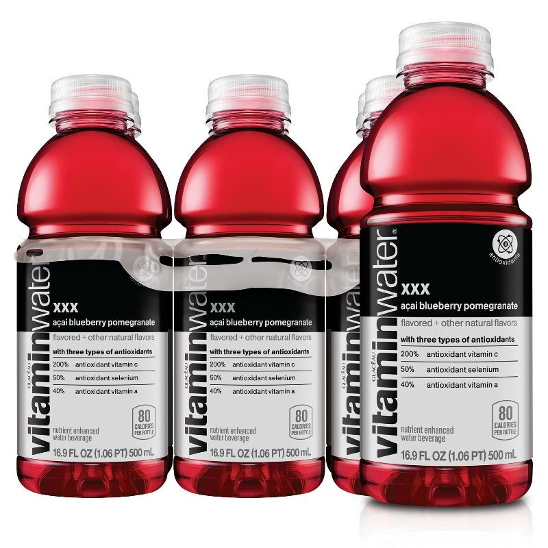 slide 1 of 9, Vitamin Water vitaminwater xxx açai- blueberry-pomegranate - 6pk/16.9 fl oz Bottles, 6 ct; 16.9 fl oz