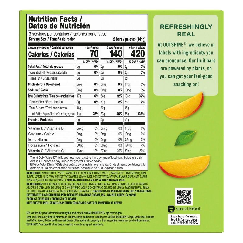 slide 13 of 13, Outshine Mango Frozen Fruit Bar - 6ct, 6 ct