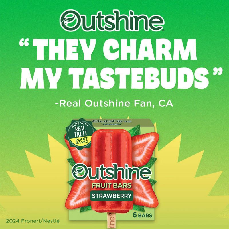 slide 4 of 13, Outshine Strawberry Frozen Fruit Bar - 6ct, 6 ct