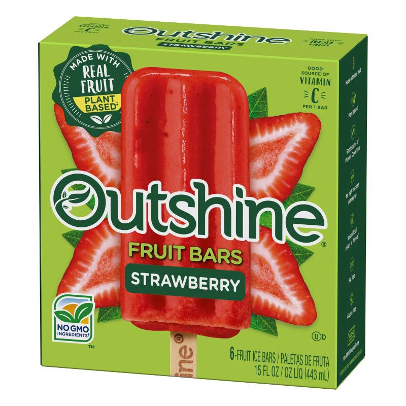 slide 9 of 13, Outshine Strawberry Frozen Fruit Bar - 6ct, 6 ct