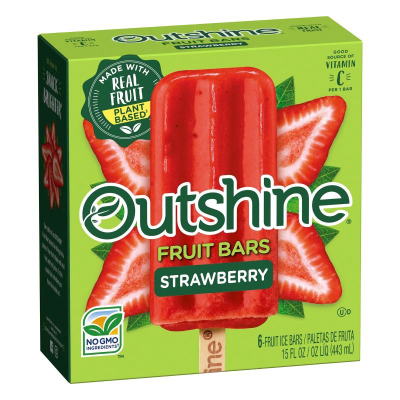 slide 10 of 13, Outshine Strawberry Frozen Fruit Bar - 6ct, 6 ct