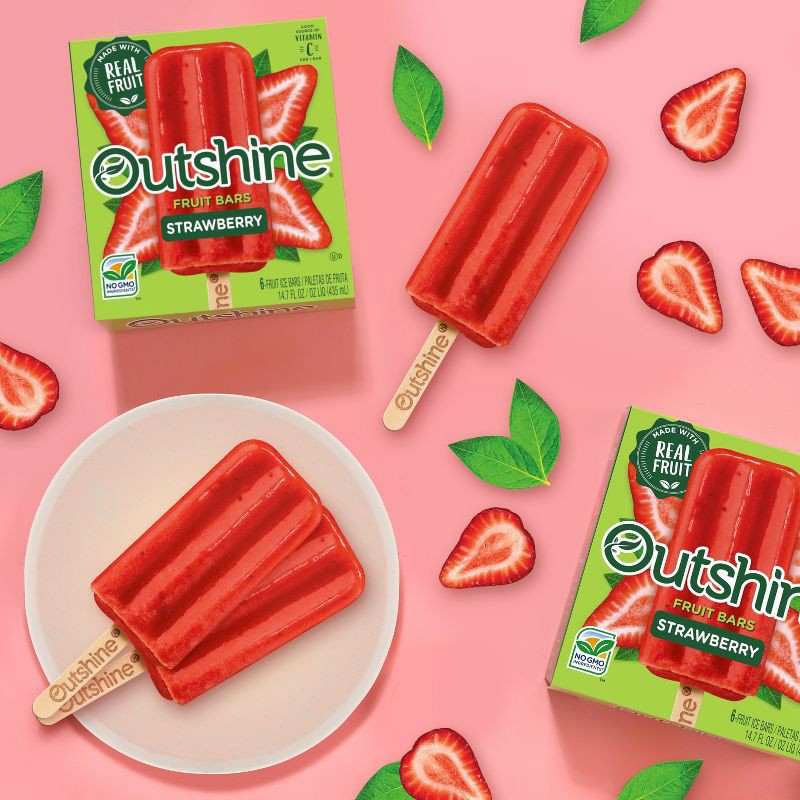 slide 11 of 13, Outshine Strawberry Frozen Fruit Bar - 6ct, 6 ct