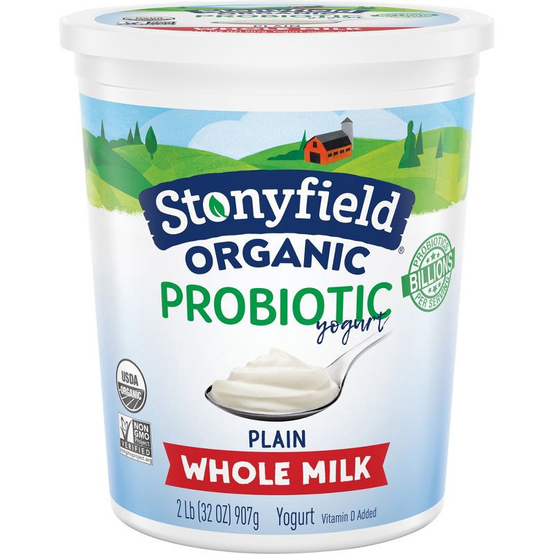 slide 1 of 8, Stonyfield Organic Plain Whole Milk Probiotic Yogurt - 32oz Tub, 32 oz