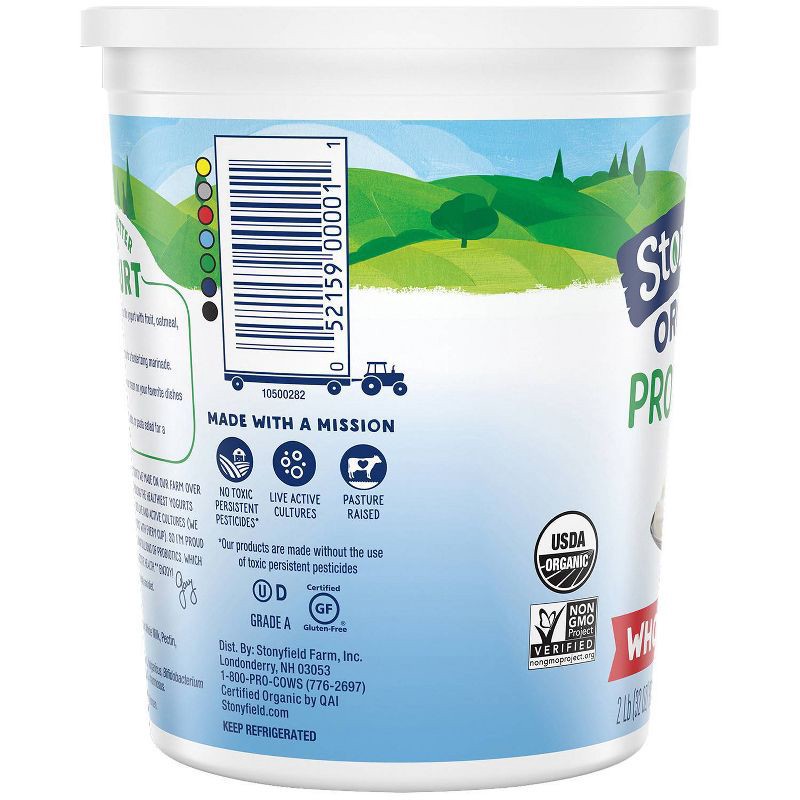 slide 5 of 7, Stonyfield Organic Plain Whole Milk Probiotic Yogurt - 32oz Tub, 32 oz