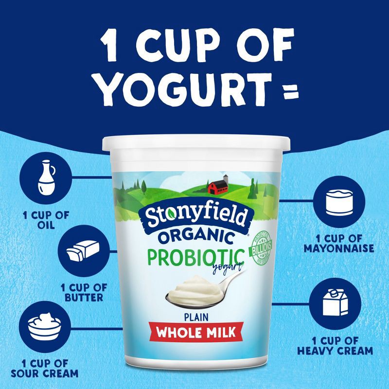 slide 6 of 8, Stonyfield Organic Plain Whole Milk Probiotic Yogurt - 32oz Tub, 32 oz