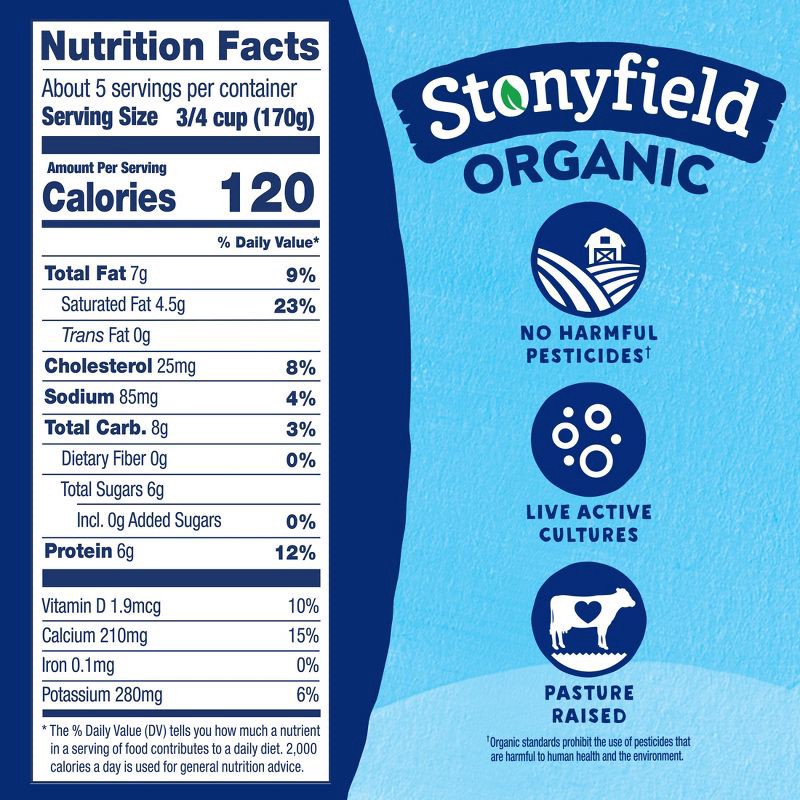 slide 7 of 8, Stonyfield Organic Plain Whole Milk Probiotic Yogurt - 32oz Tub, 32 oz