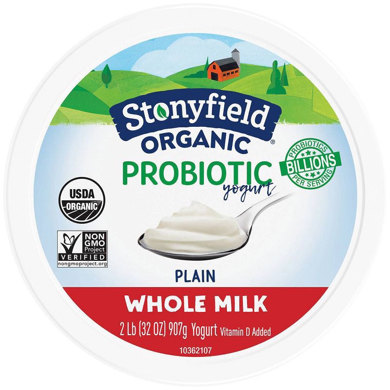 slide 7 of 7, Stonyfield Organic Plain Whole Milk Probiotic Yogurt - 32oz Tub, 32 oz