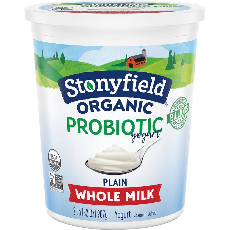 slide 1 of 7, Stonyfield Organic Plain Whole Milk Probiotic Yogurt - 32oz Tub, 32 oz