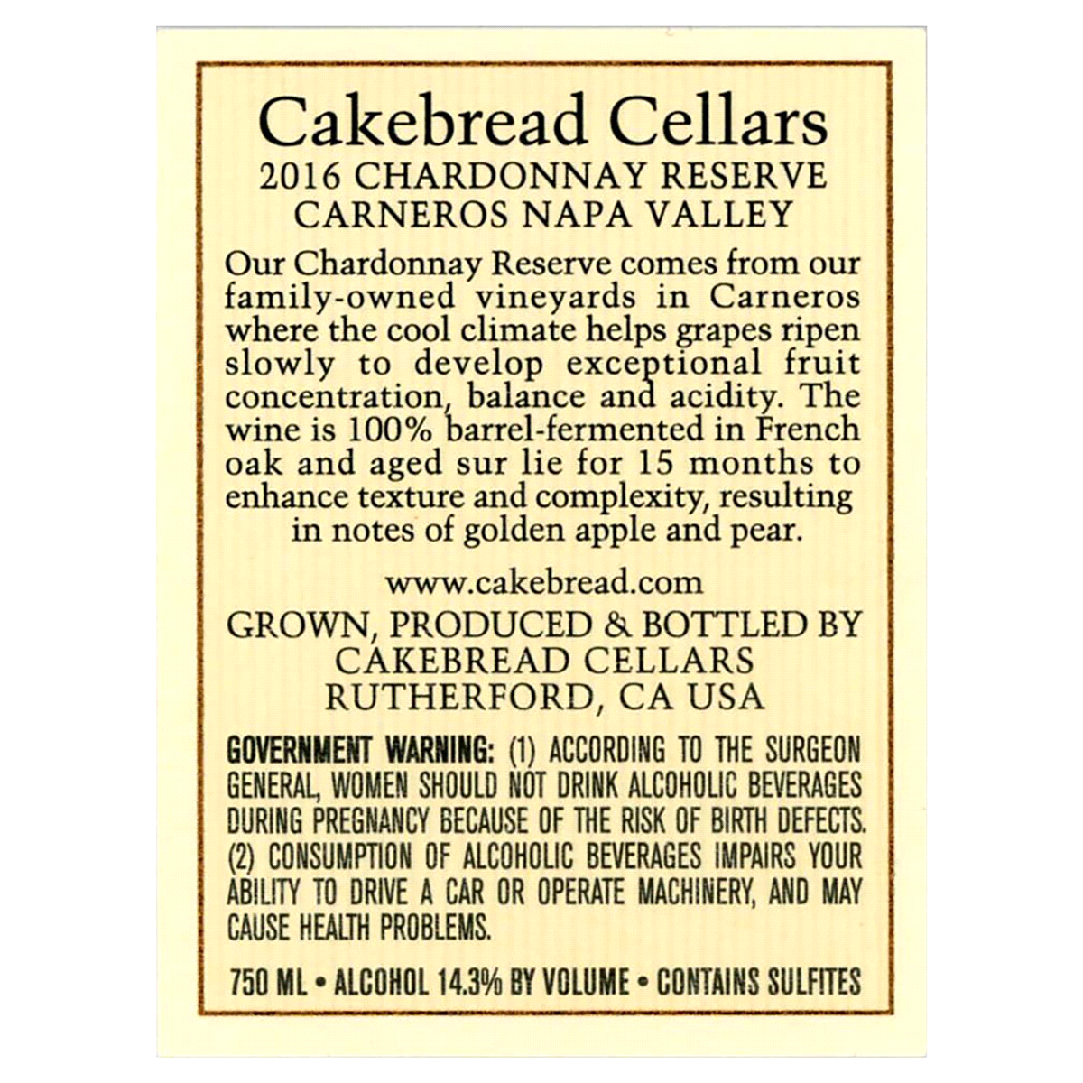 slide 5 of 5, Cakebread Cellars Napa Valley Chardonnay Reserve, 750 ml