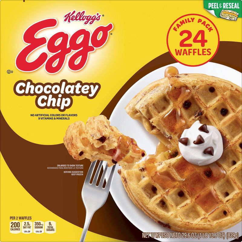 slide 2 of 6, Eggo Chocolatey Chip Frozen Waffles 29.6oz/24ct, 29.6 oz, 24 ct