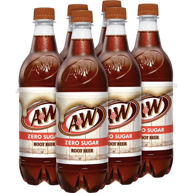 slide 3 of 8, A&W Root Beer Zero Sugar Soda Bottles - 6pk/16.9 fl oz, 6 ct; 16.9 fl oz