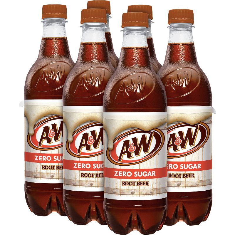 slide 4 of 8, A&W Root Beer Zero Sugar Soda Bottles - 6pk/16.9 fl oz, 6 ct; 16.9 fl oz