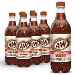 A&W Root Beer Zero Sugar Soda Bottles - 6pk/16.9 fl oz