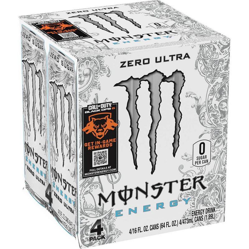 slide 2 of 5, Monster Energy Monster Zero Ultra Energy Drink - 4pk/16 fl oz Cans, 4 ct; 16 fl oz