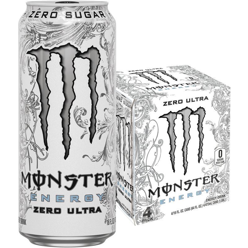 slide 1 of 6, Monster Energy Monster Zero Ultra Energy Drink - 4pk/16 fl oz Cans, 4 ct; 16 fl oz