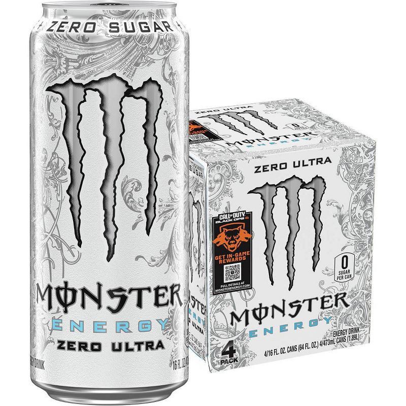 slide 1 of 5, Monster Energy Monster Zero Ultra Energy Drink - 4pk/16 fl oz Cans, 4 ct; 16 fl oz