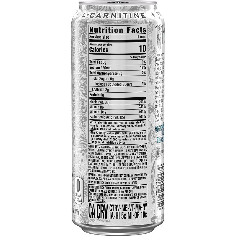 slide 3 of 4, Monster Energy, Zero Ultra- 16 fl oz Can, 16 fl oz