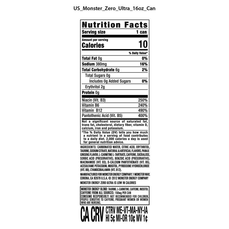 slide 4 of 4, Monster Energy, Zero Ultra- 16 fl oz Can, 16 fl oz