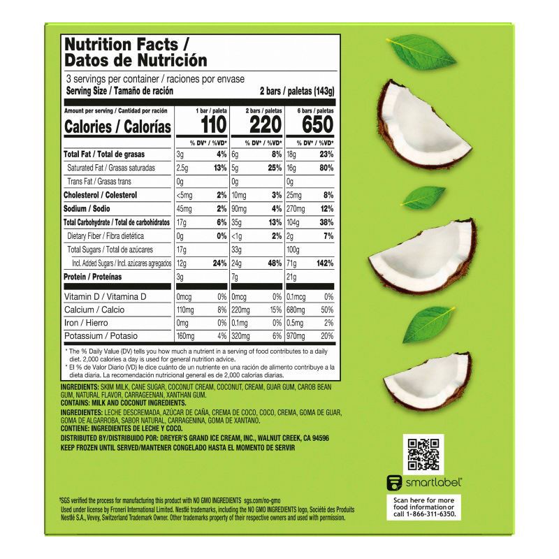 slide 13 of 13, Outshine Coconut Frozen Fruit Bar - 6ct, 6 ct