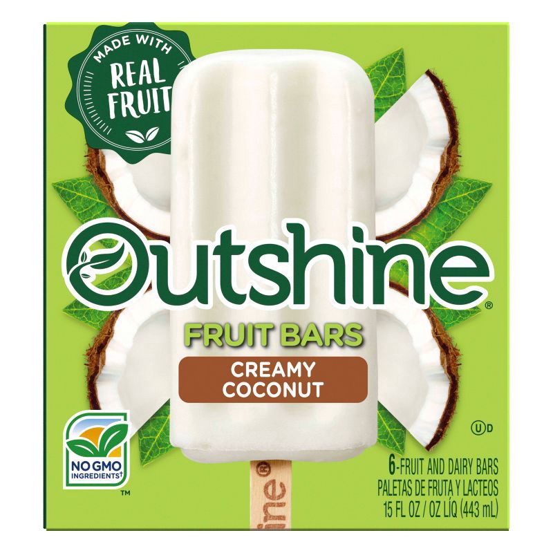 slide 1 of 9, Outshine Coconut Frozen Fruit Bar - 6ct, 6 ct