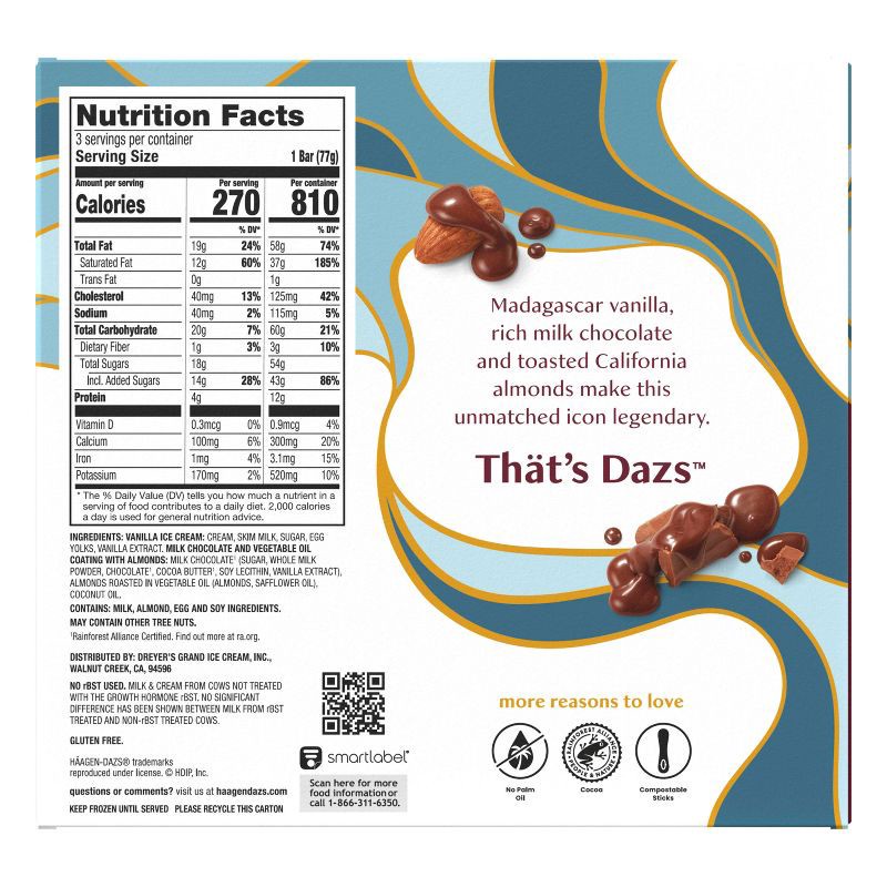 slide 8 of 15, Haagen-Dazs Haagen Dazs Vanilla & Almond Ice Cream Bar - 3pk, 3 ct