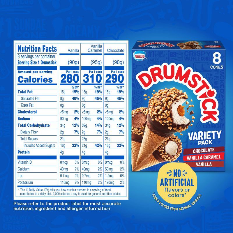 slide 8 of 12, Nestle Drumstick Variety Ice Cream Cones - 8ct, 8 ct