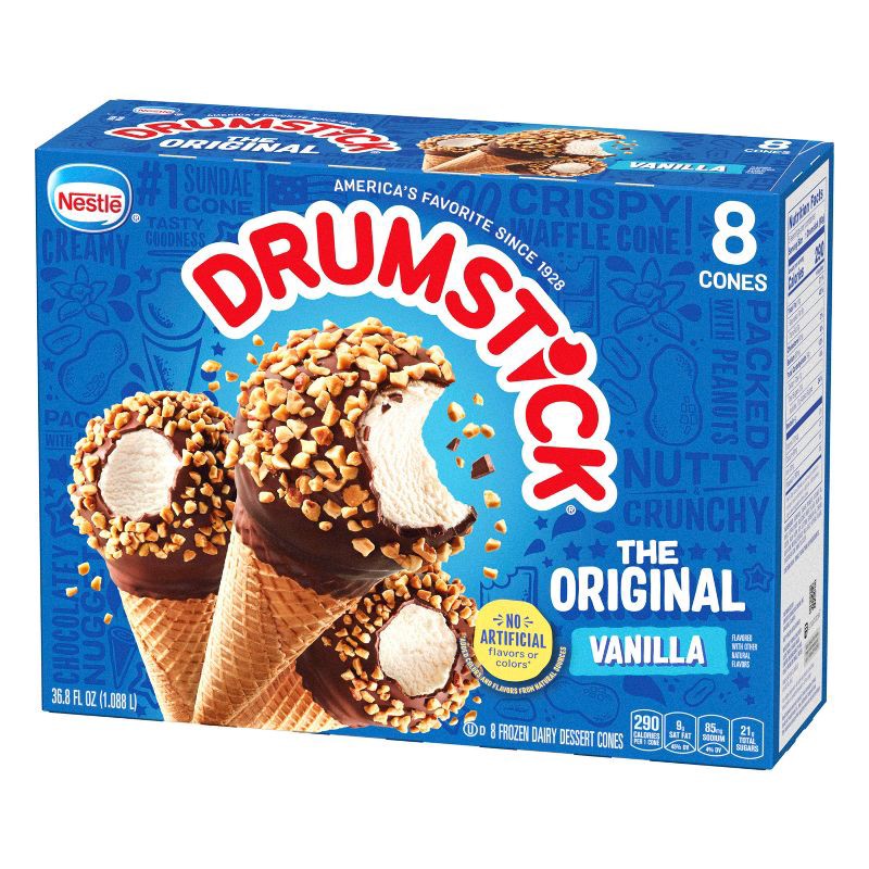 slide 12 of 13, Nestle Drumstick Vanilla Ice Cream Cone - 8ct, 8 ct