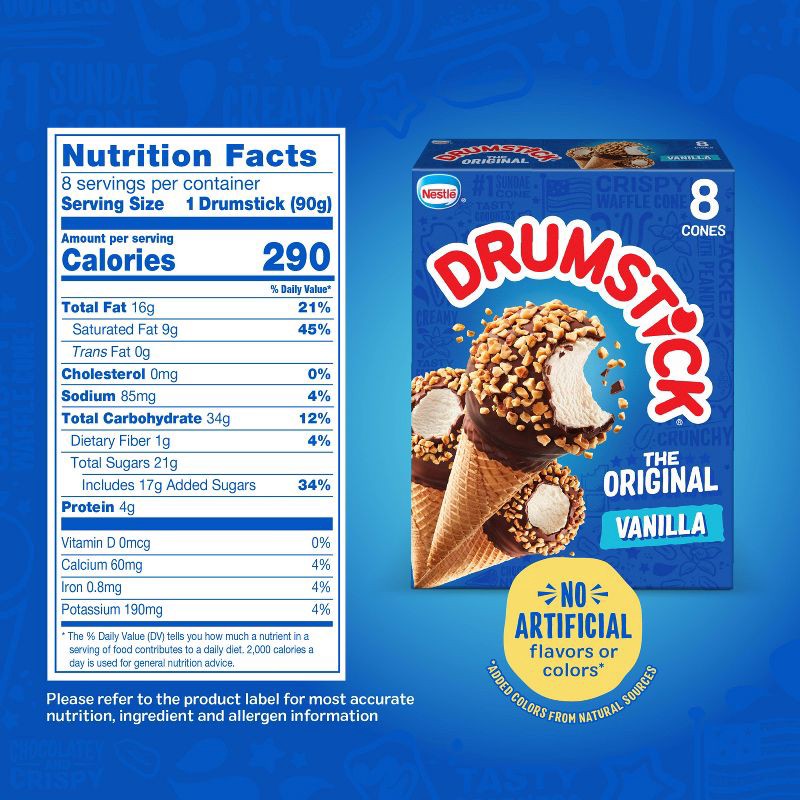 slide 8 of 13, Nestle Drumstick Vanilla Ice Cream Cone - 8ct, 8 ct