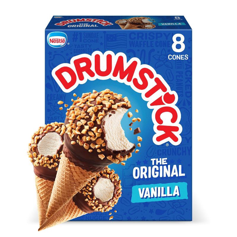 slide 1 of 13, Nestle Drumstick Vanilla Ice Cream Cone - 8ct, 8 ct